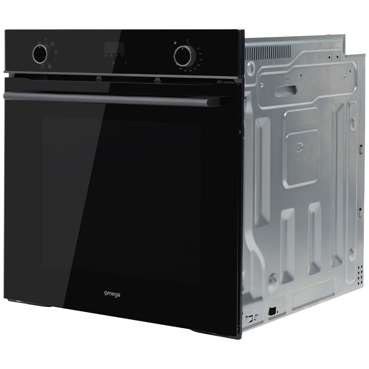 Omega 60cm 8 function built-in electric oven - 85L, black glass with Midnight trim, touch controls - OBO608M