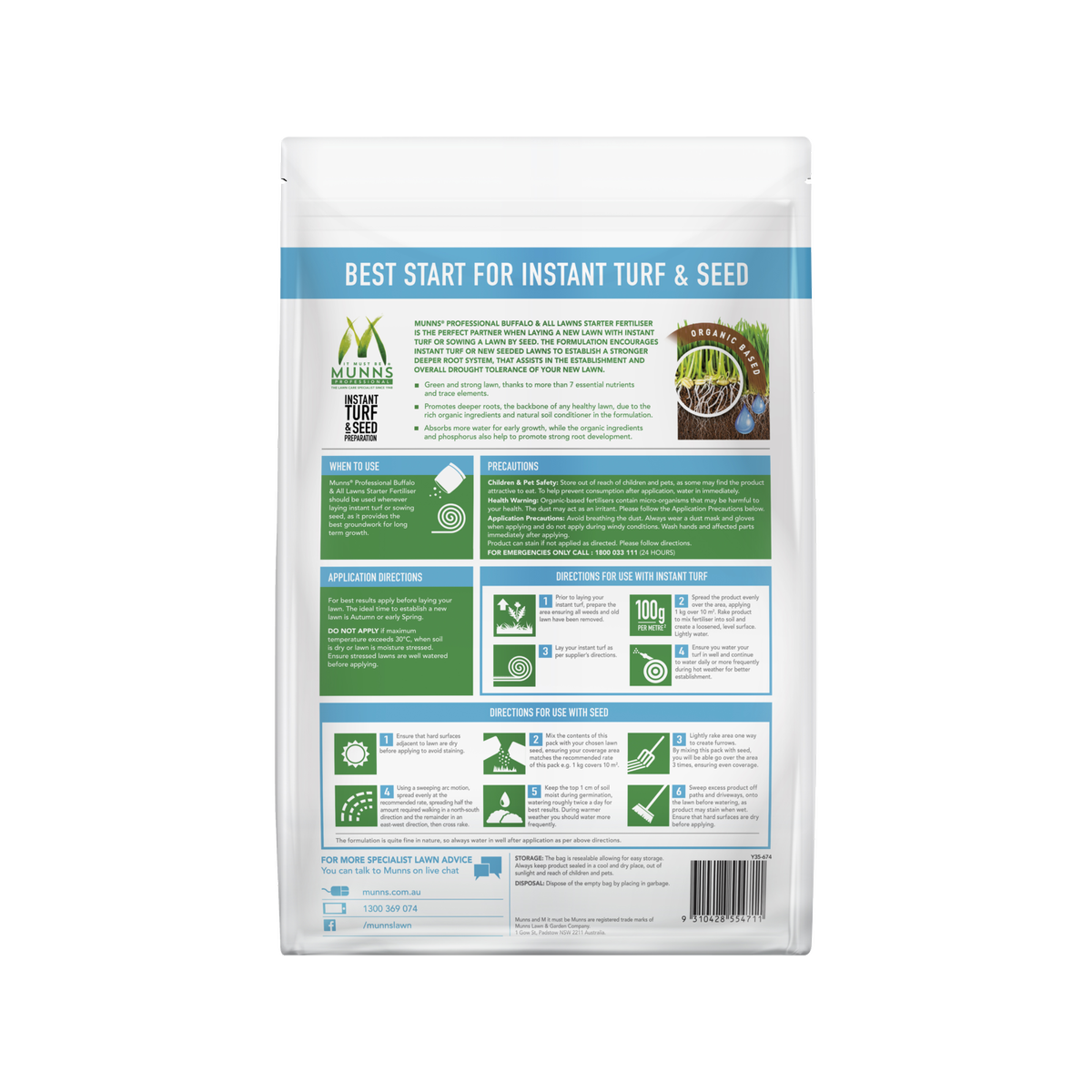 Munns Professional Fertiliser - 5kg - Granular - Lawn Starter - SuperSaverAU - view 3