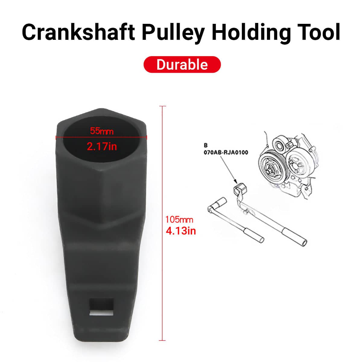 55mm Crankshaft Pulley Holding Tool Black Steel for Engine Timing Belt Repair - view 3