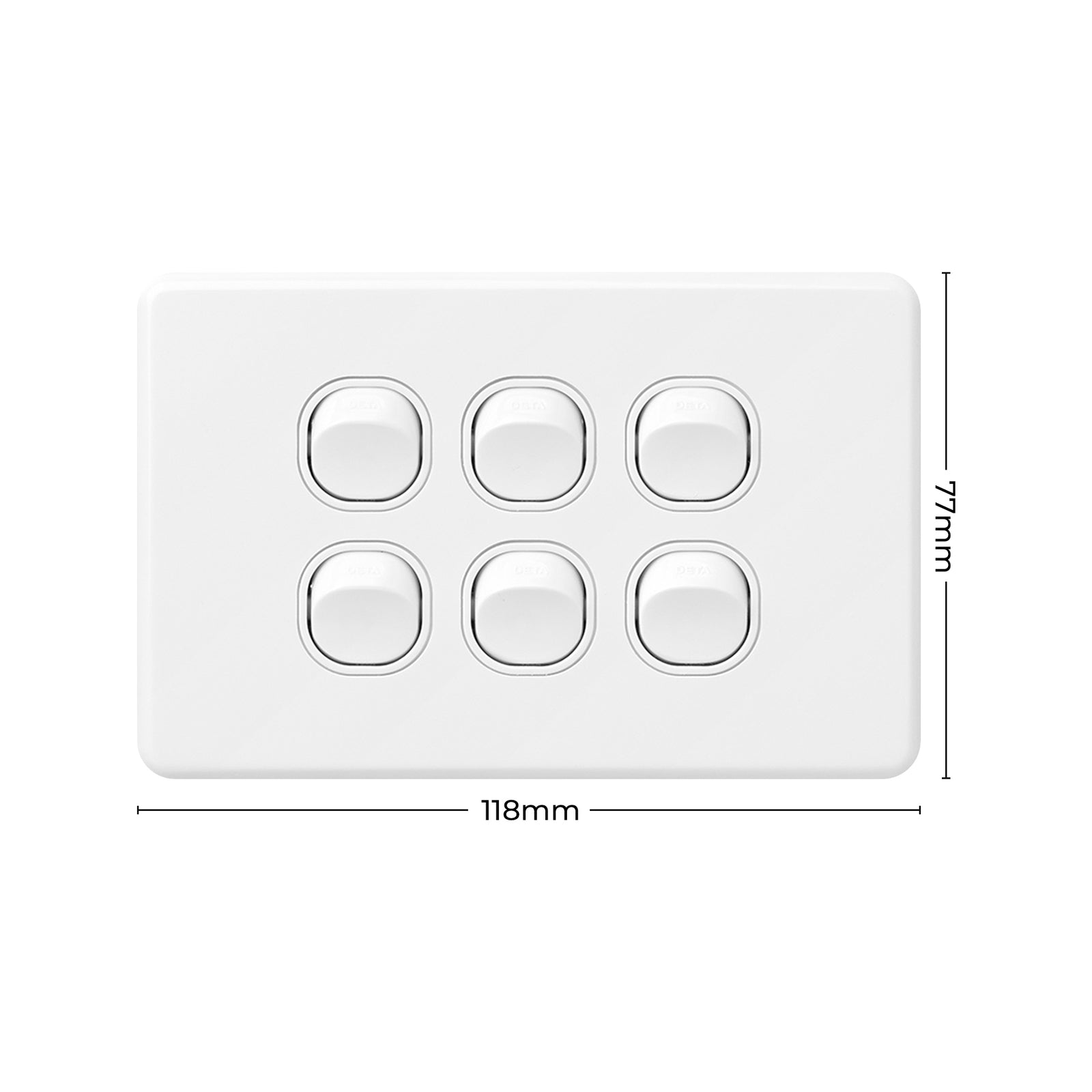 DETA X6 Six Switch 6 Gang White Polycarbonate 10A 240V