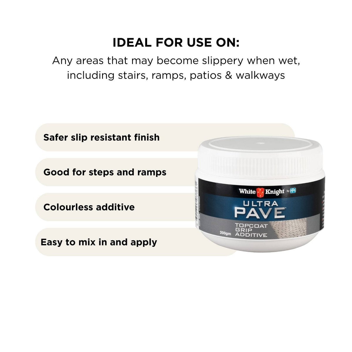 White Knight Ultra Pave Grip Additive - 200g - Colourless - Non-Slip - SuperSaverAU - view 3