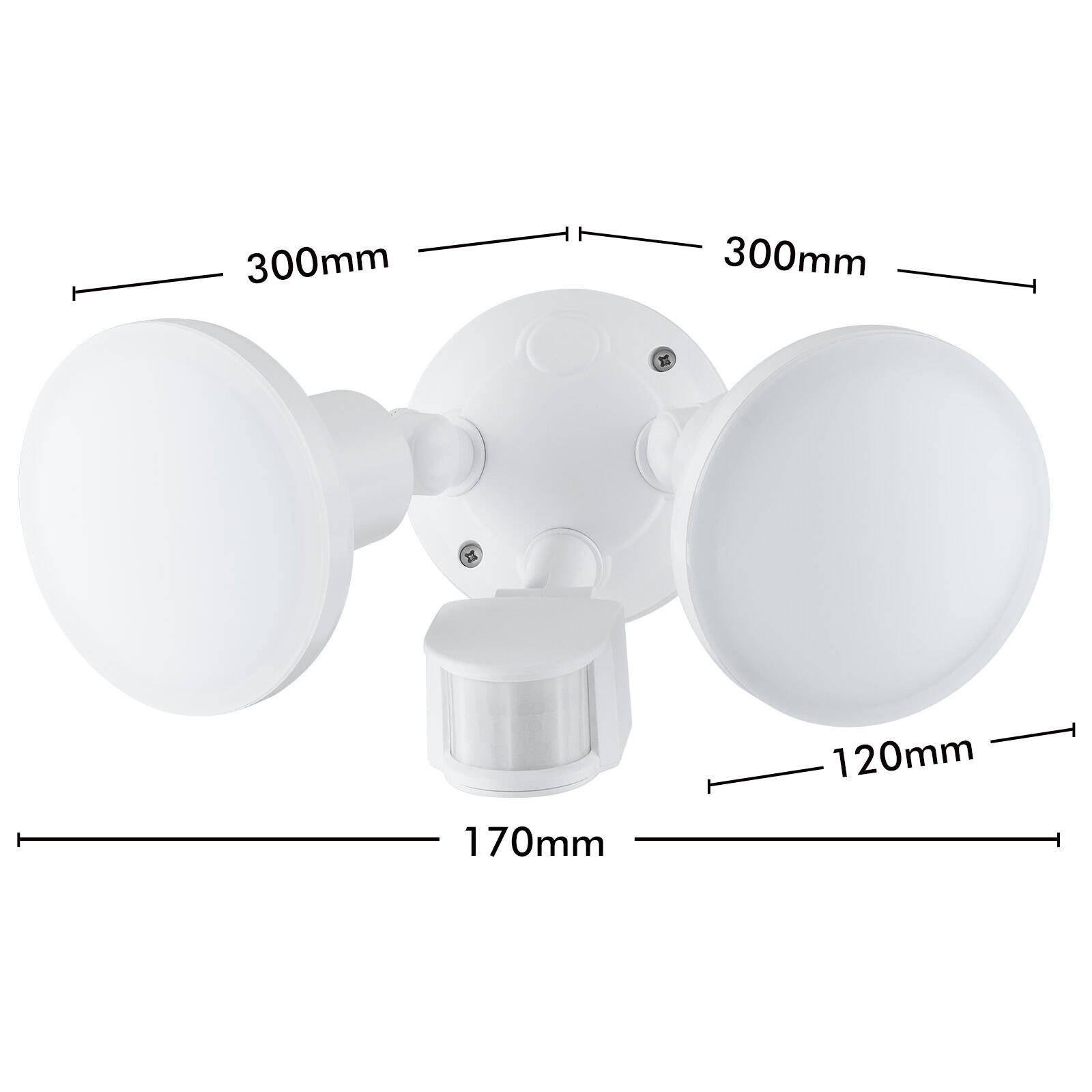 Arlec 20W LED Twin Security Floodlight with Motion Sensor, IP-Rated, White MAL404