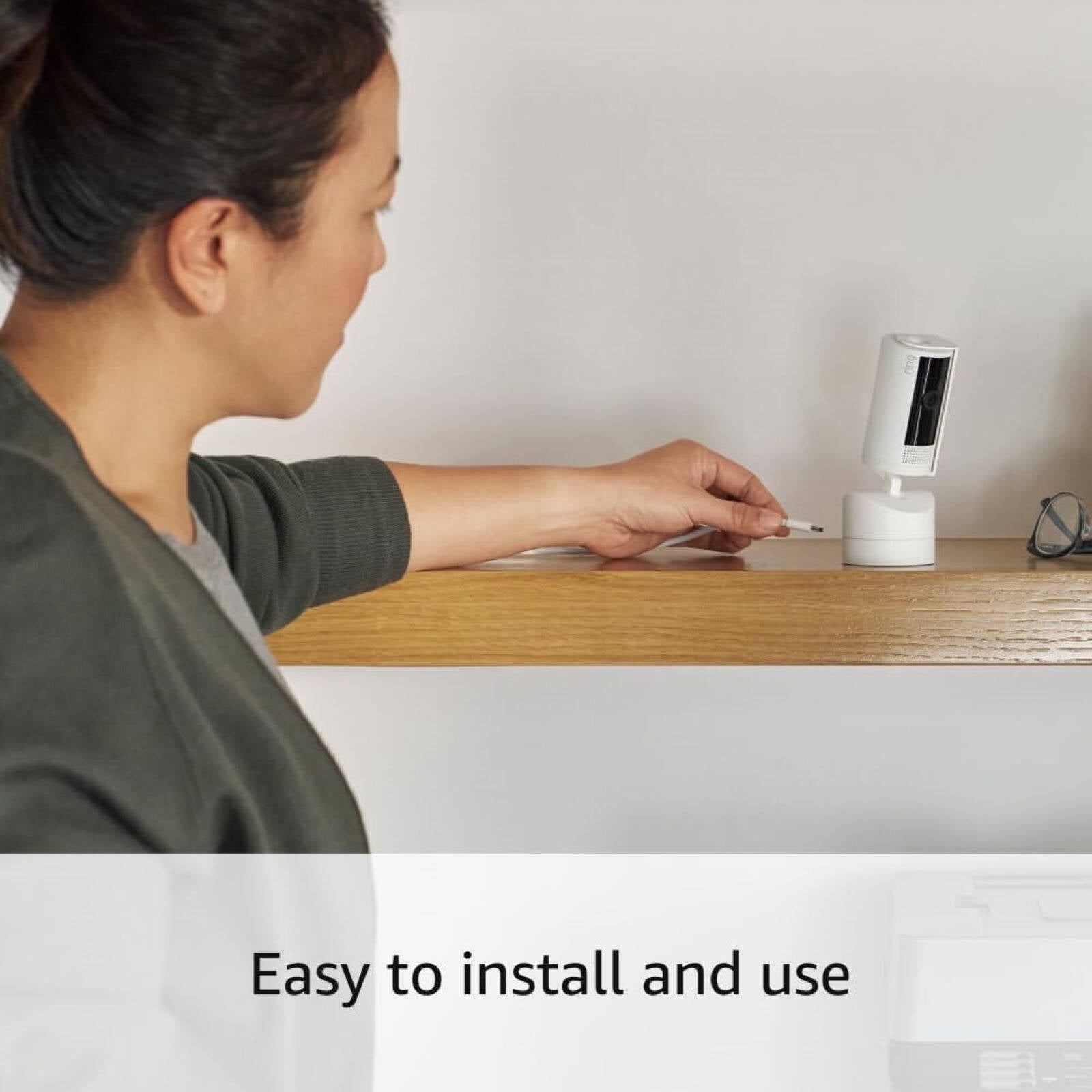 Ring Pan Tilt Indoor Camera B0CG2TPLJV, 1080p HD, Two-Way Talk, Plug-In, White