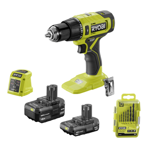 Ryobi 18V ONE+ Hammer Drill Kit - 2Ah & 4Ah Batteries - 13mm Chuck - 7-Piece Bit Set - SuperSaverAU - view 1