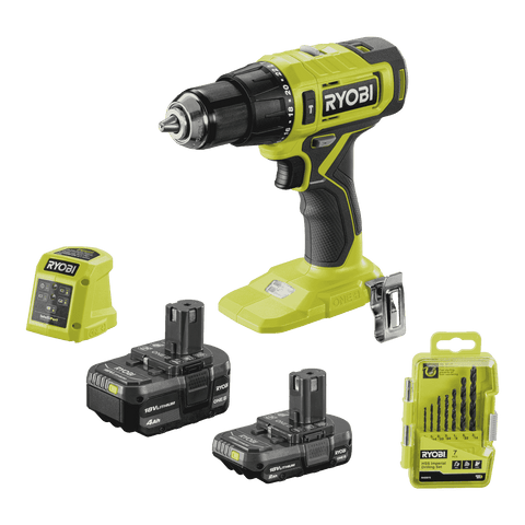 Ryobi 18V ONE+ Cordless Hammer Drill Power Up Kit with 2Ah & 4Ah Batteries R18PD2422