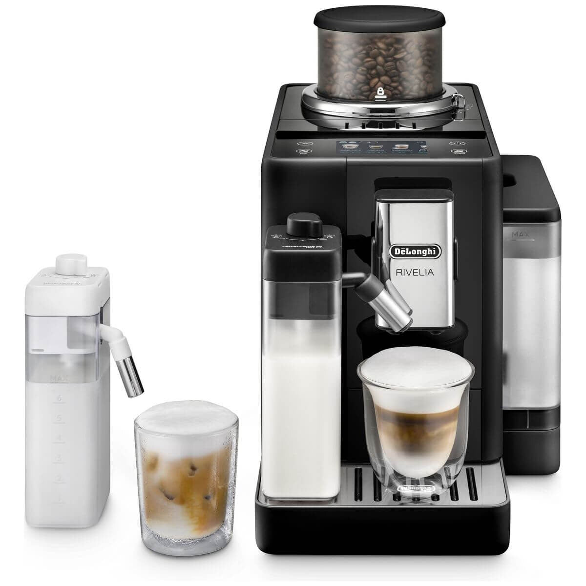 DeLonghi Rivelia fully automatic coffee machine - onyx black, LatteCrema Hot & Cold, 22 recipes - EXAM44057B