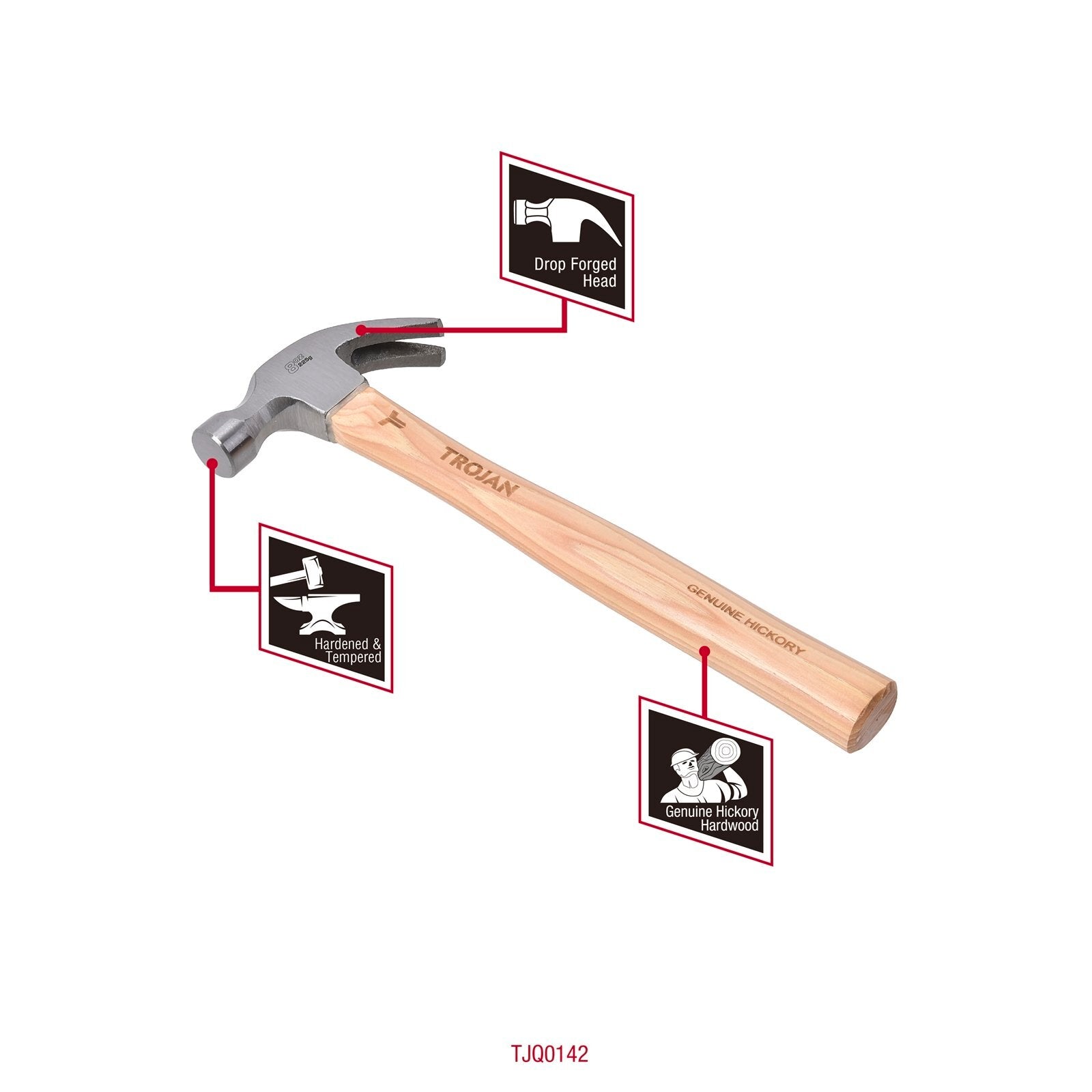Trojan 8oz (225g) Timber Handle Claw Hammer