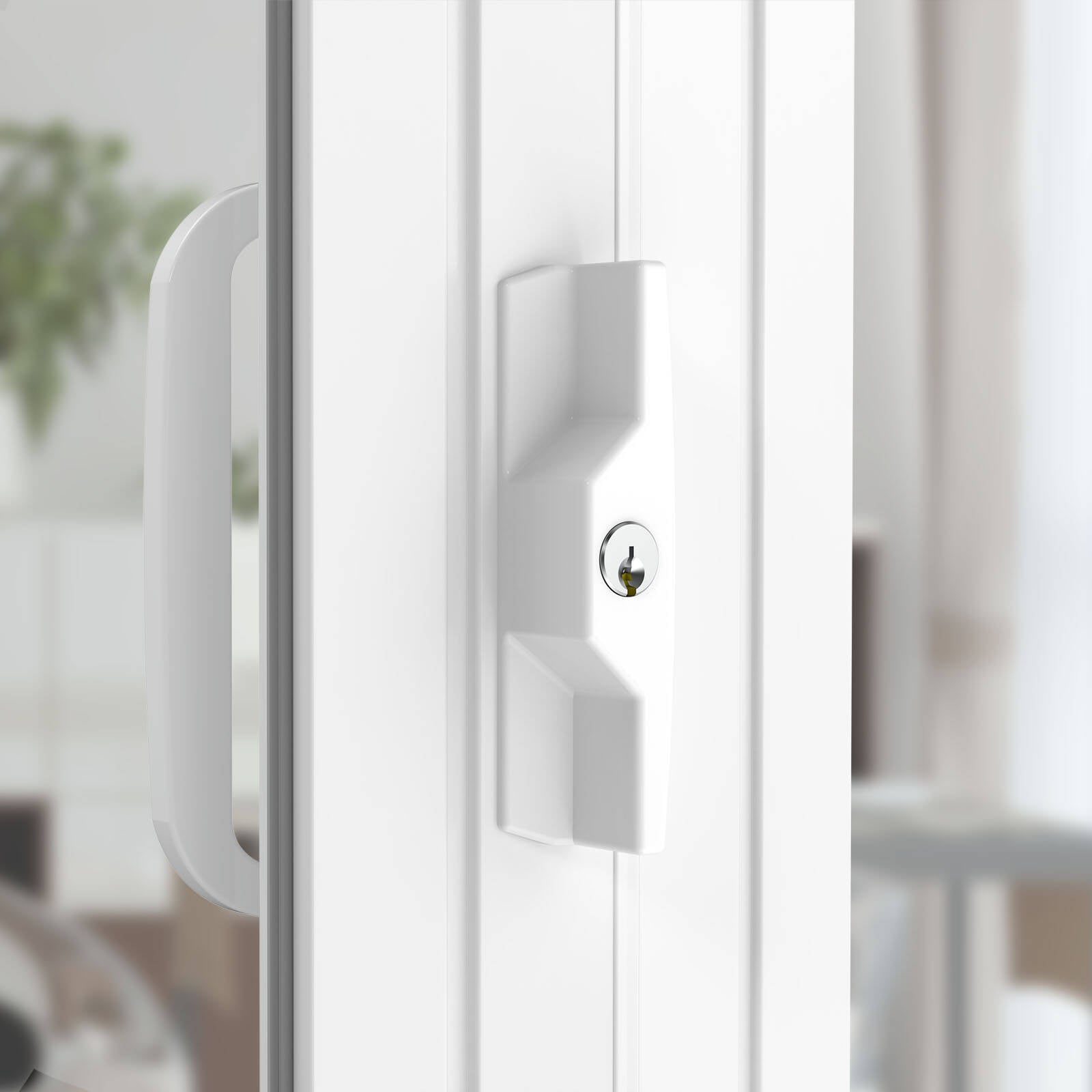 Rolltrak White Sliding Patio Door Keyed Lock Set, Powder Coated Alloy
