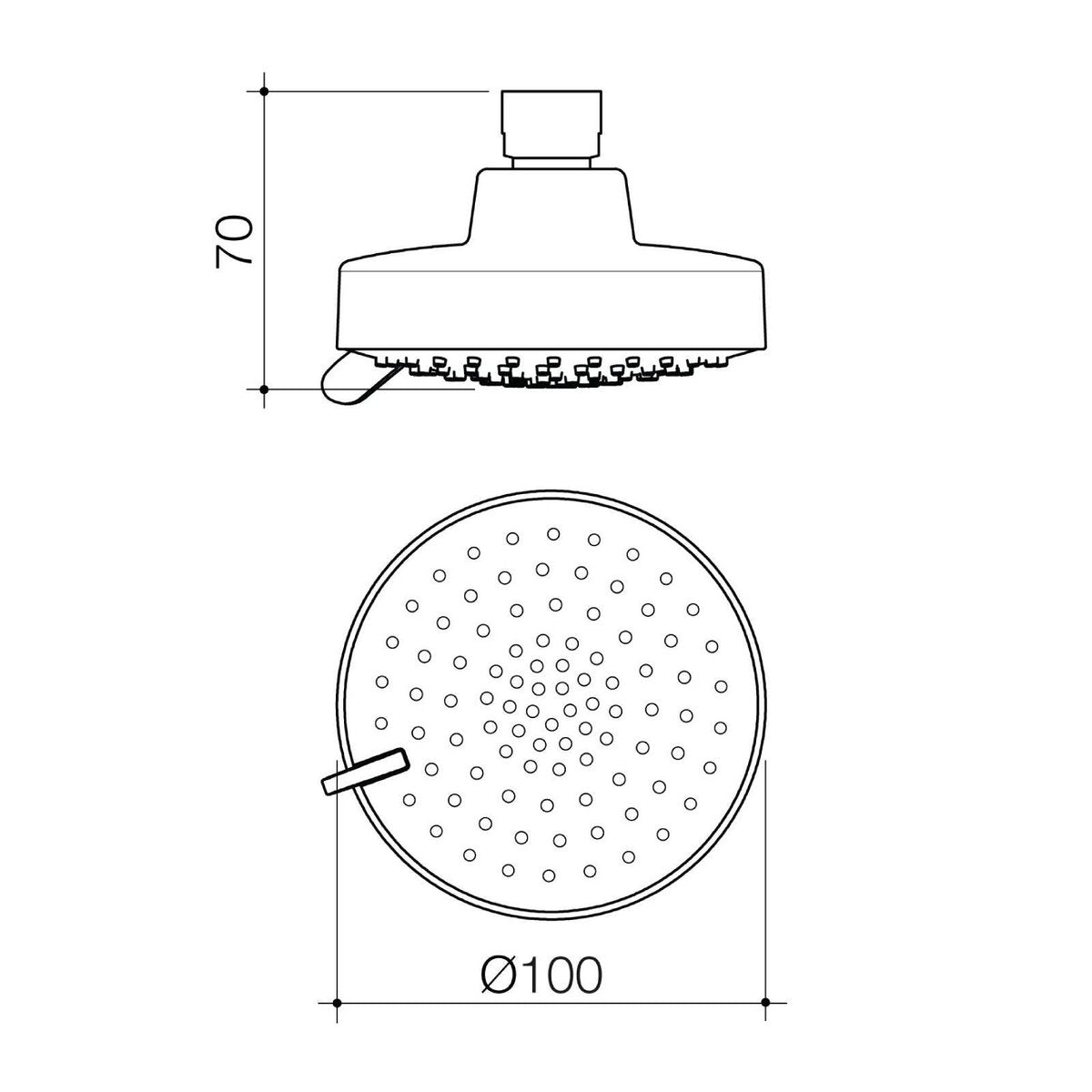 Flexispray Bermuda Shower Rose Chrome, 3 Function, Fixed 100mm Round Head, 9L/min 3 Star