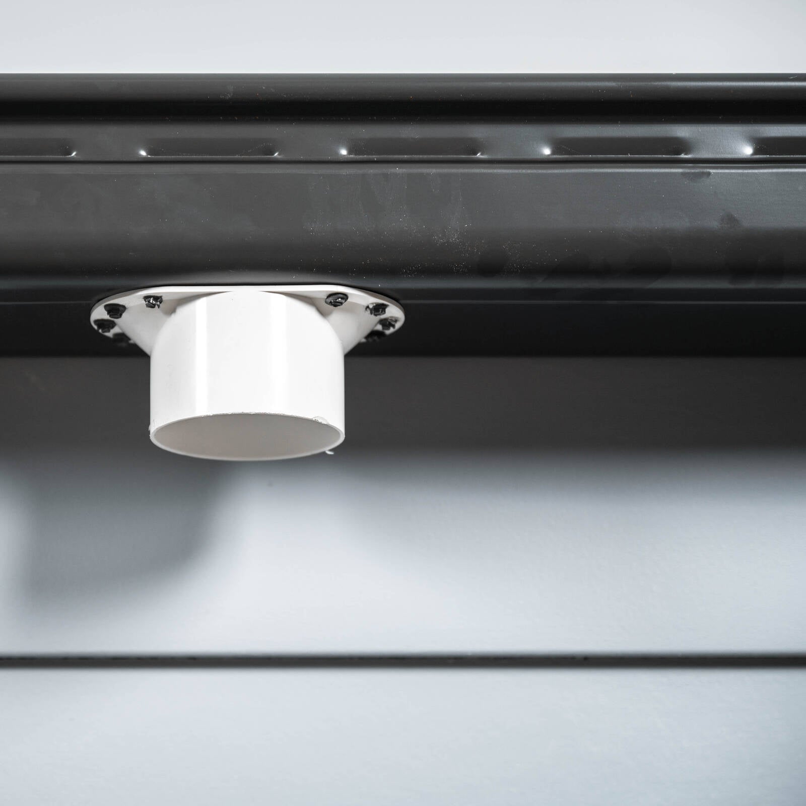 Rain Harvesting 90mm Round Male Gutter Outlet, White PVC for Flat Bottom Gutters