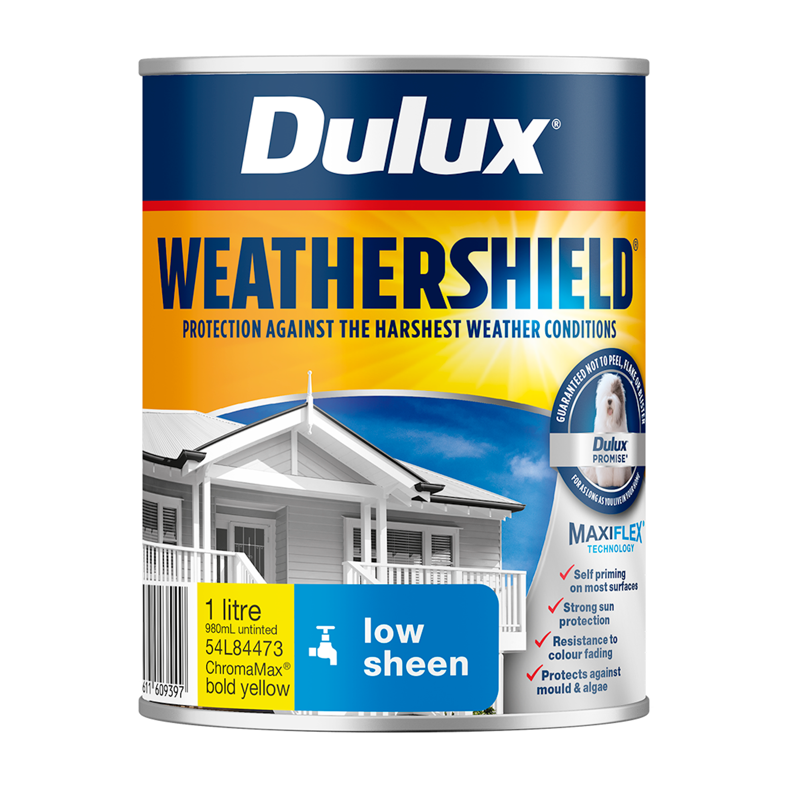 Dulux Weathershield 1L Bold Yellow Low Sheen Exterior Paint