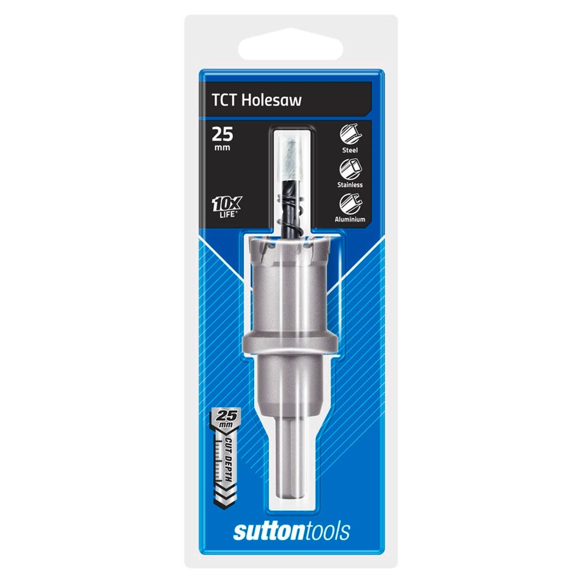 Sutton Tools 25mm TCT Holesaw for Steel, Stainless Steel, Aluminium & Fibreglass