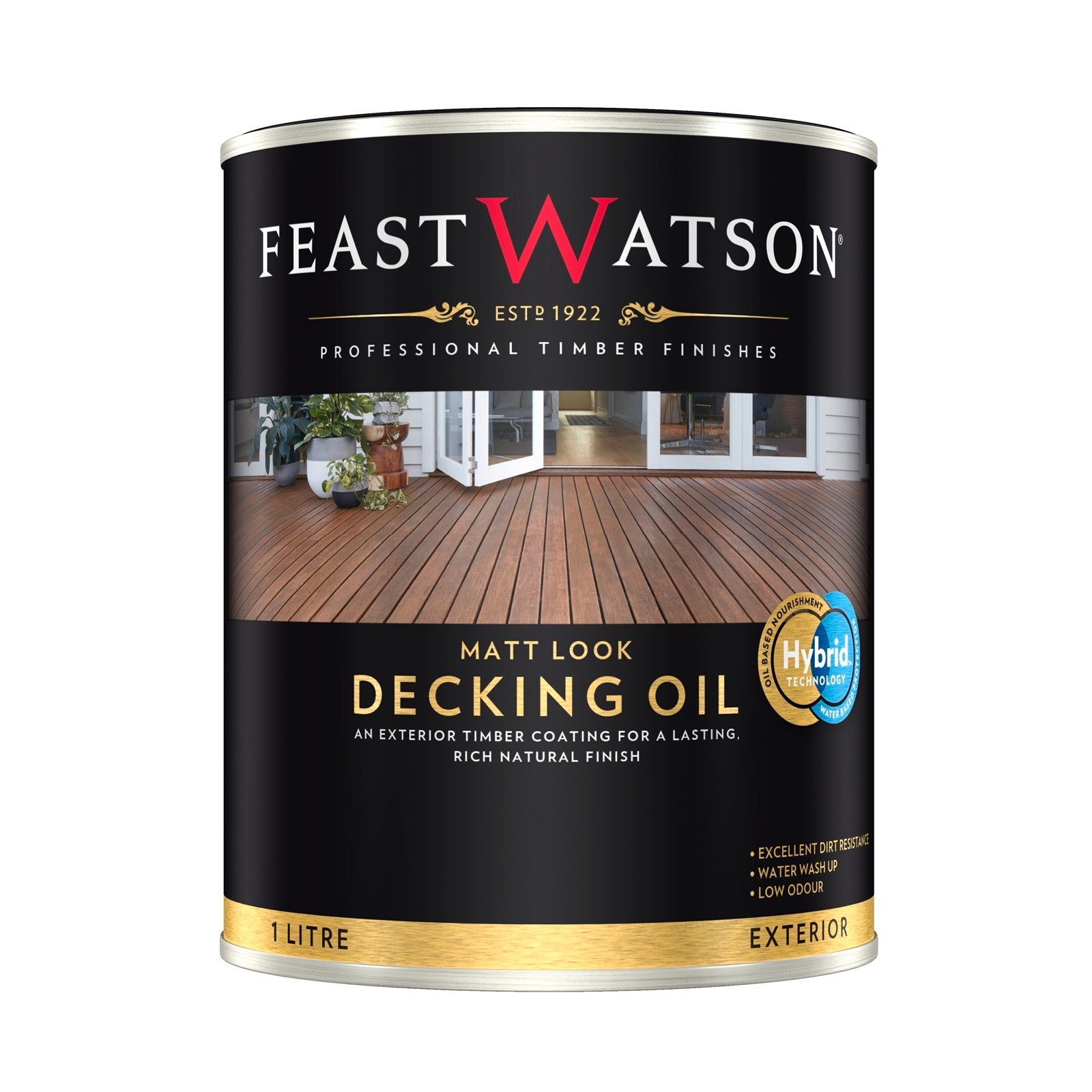 Feast Watson 1L Natural Matt Look Water Based Decking Oil, UV Resistant