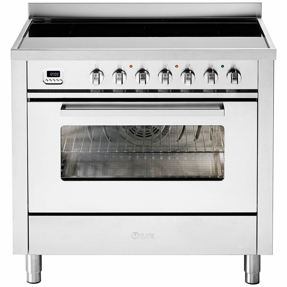 ILVE 90cm Pro-Line Electric Oven with Induction Cooktop - 97L, 9 Functions, Stainless Steel - LBI09WMPSS