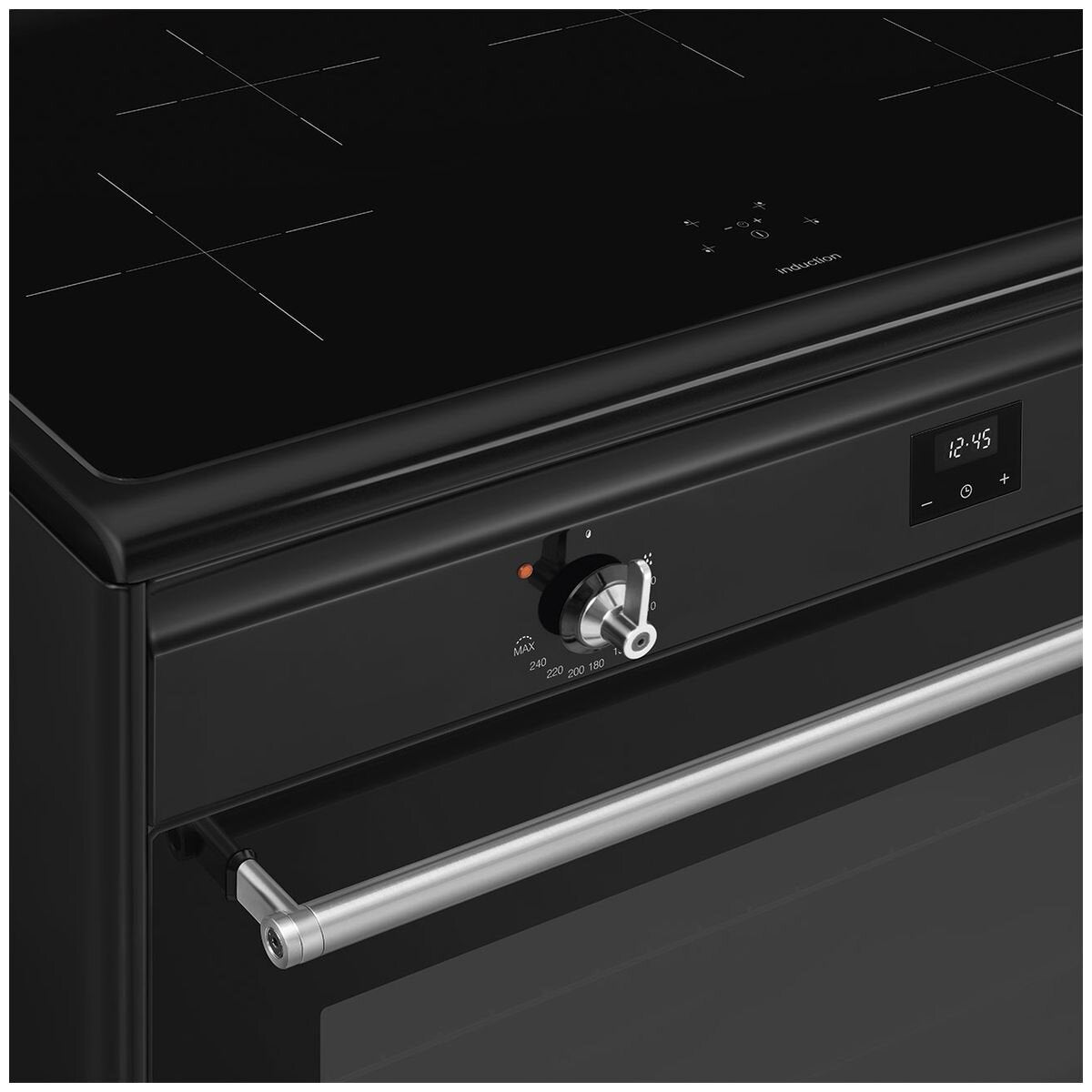 Smeg 90cm Freestanding Induction Oven - Black, Four Zone Cooktop, Vapour Clean - CX91IMBL