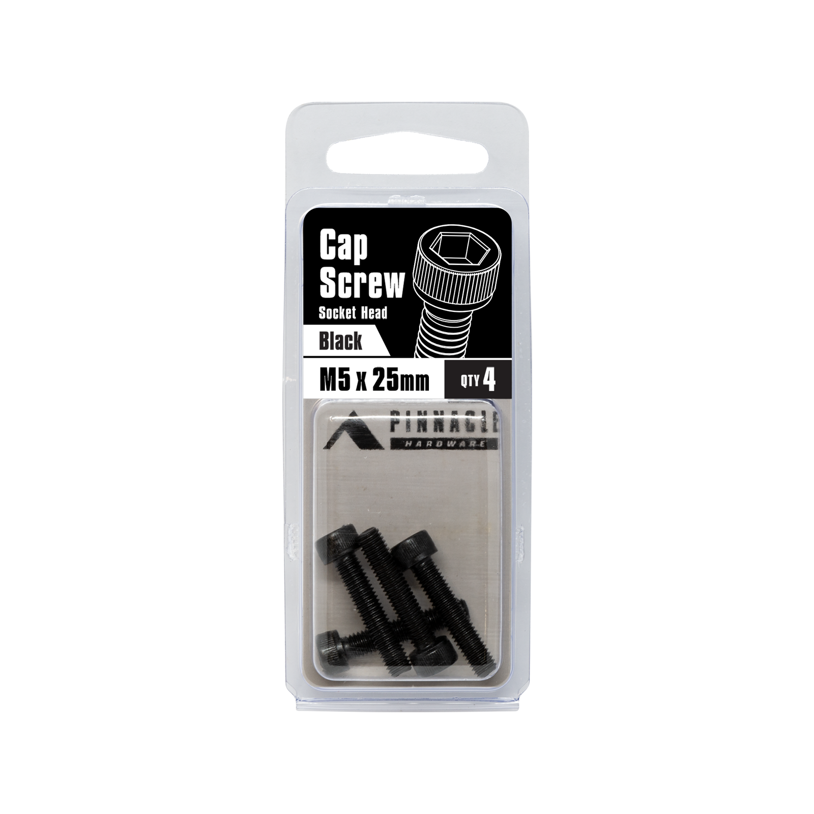 Pinnacle M5 x 25mm Steel Black Oxide Socket Head Cap Screw 4 Pack