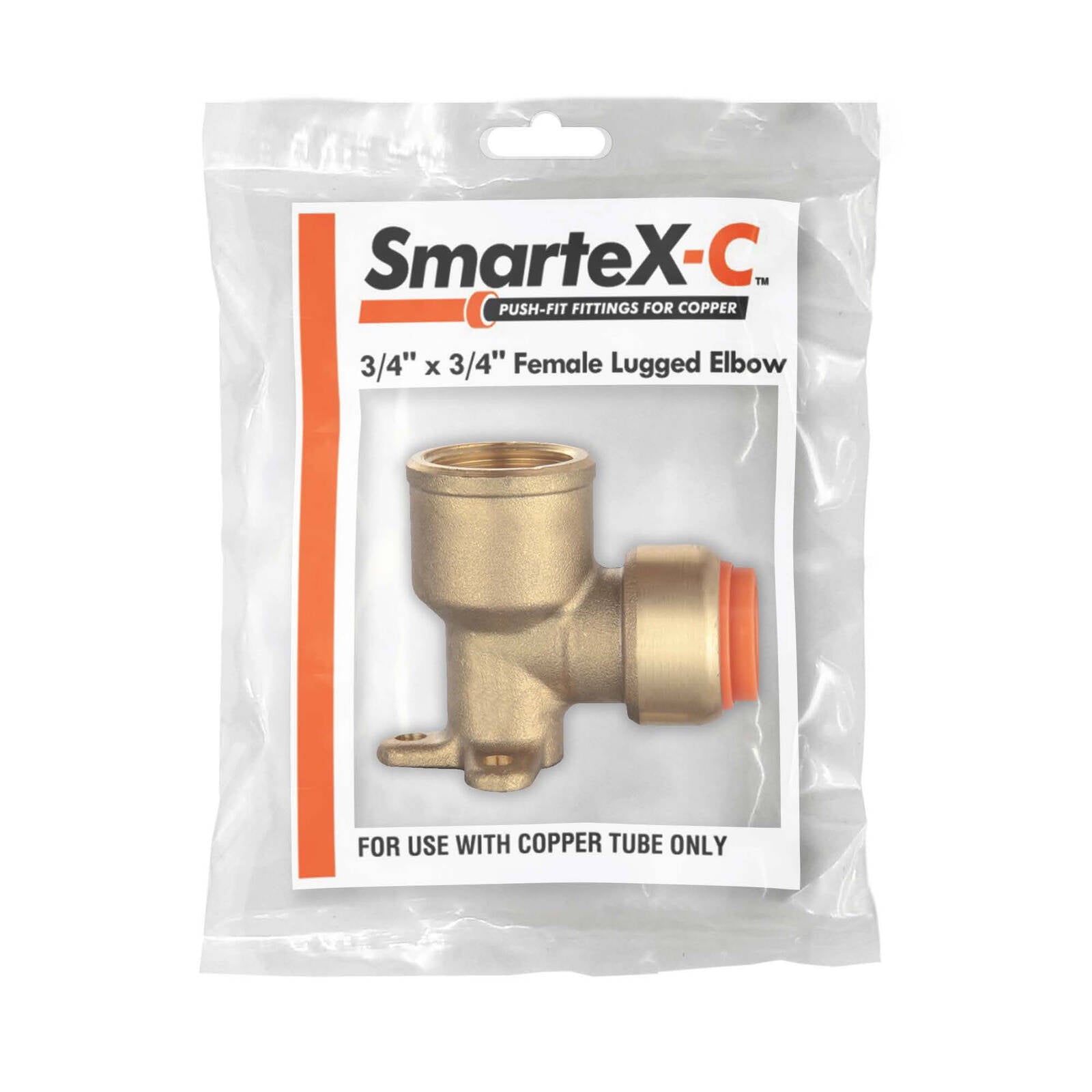SmarteX-COPPER 20 x 20mm Push-Fit Female Lugged Elbow - Lead Free Brass