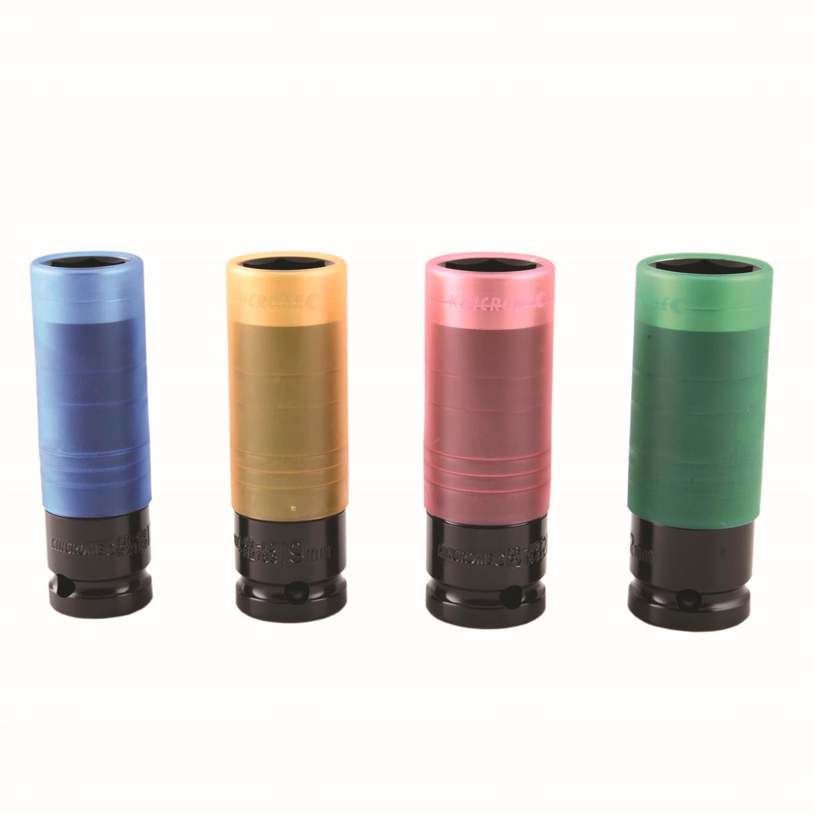 Kincrome 1/2" Drive Wheel Nut Socket Set 4 Piece Chrome Molybdenum Steel Colour Coded