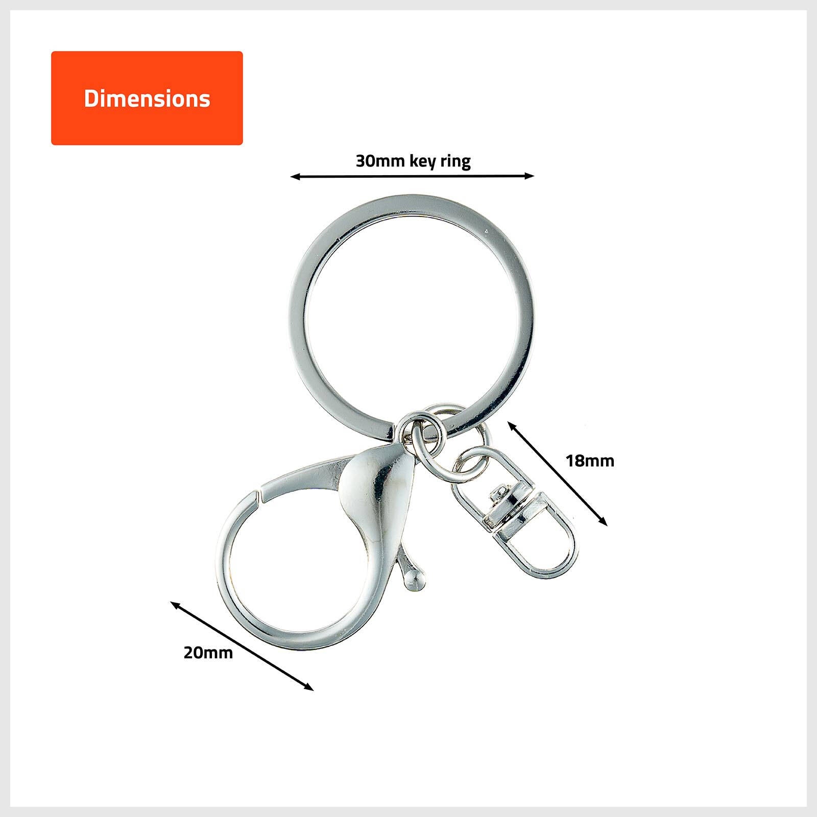 Taskmaster Silver Key Rings with Clip - 5 Pack