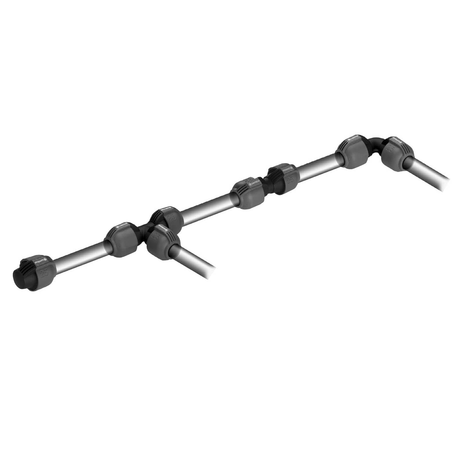 GARDENA 25mm Pipeline End Piece in Black/Dark Grey High-Impact Plastic