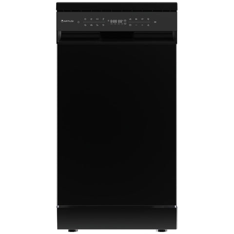 Artusi 45cm Freestanding Dishwasher 10 Place Settings - Black, Auto Door Opening, 9 Programs - ADW4509B