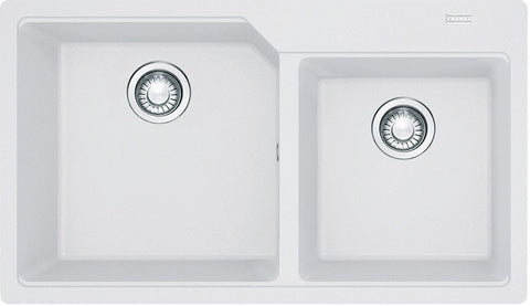 Franke Fragranite Double Bowl Topmount Sink - White, 42L and 27L Bowls, No Drainer - UBG620-86PW