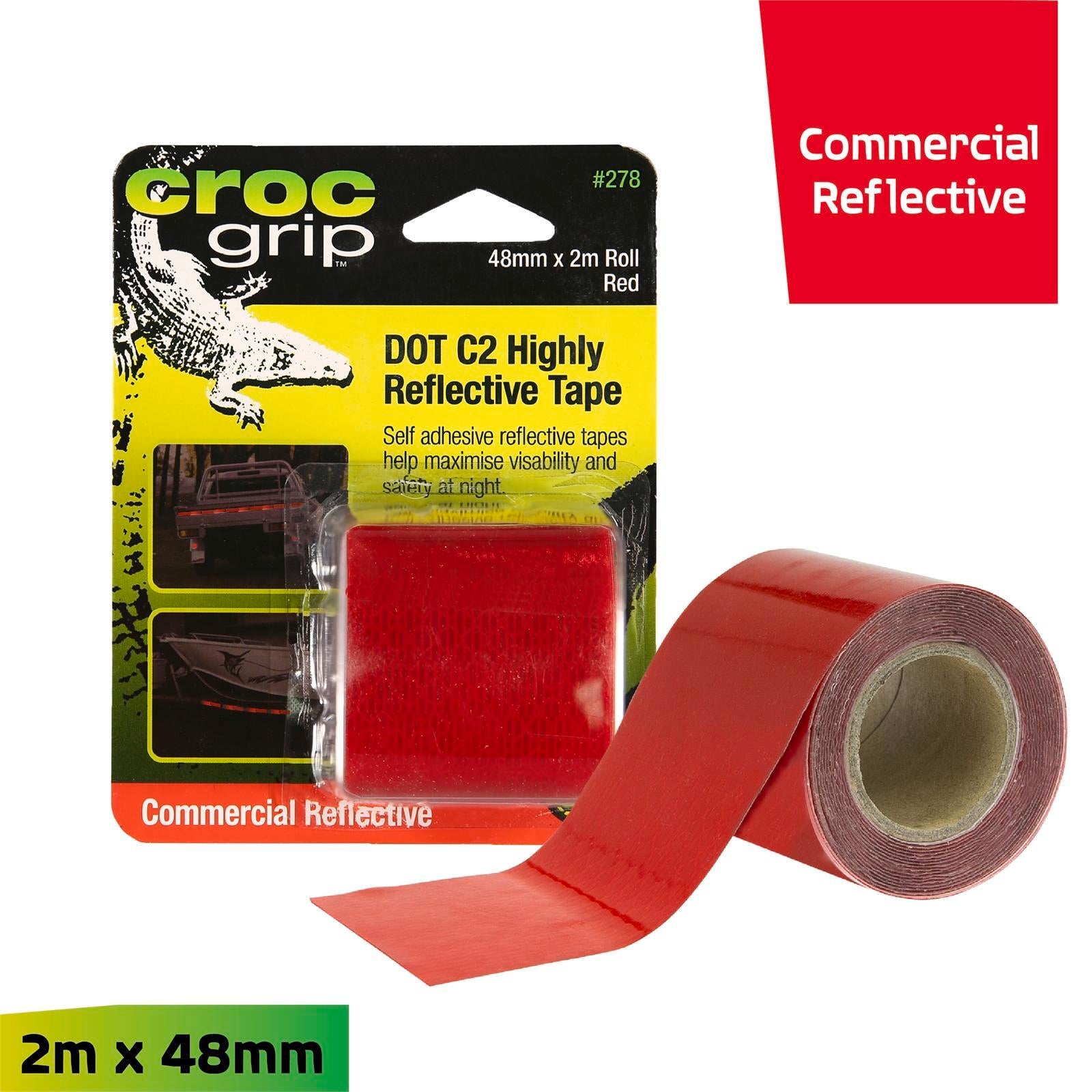 Croc Grip 2m x 48mm Red DOT C2 Highly Reflective Tape