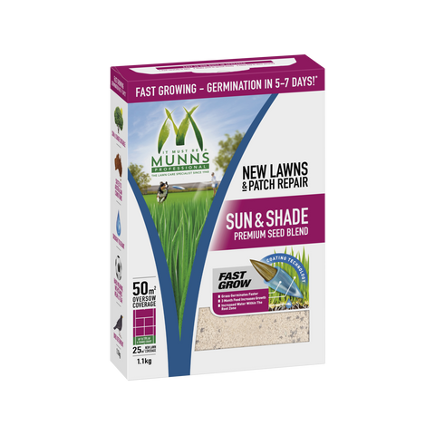 Munns Professional 1.1kg Sun and Shade Lawn Seed Blend Drought Tolerant