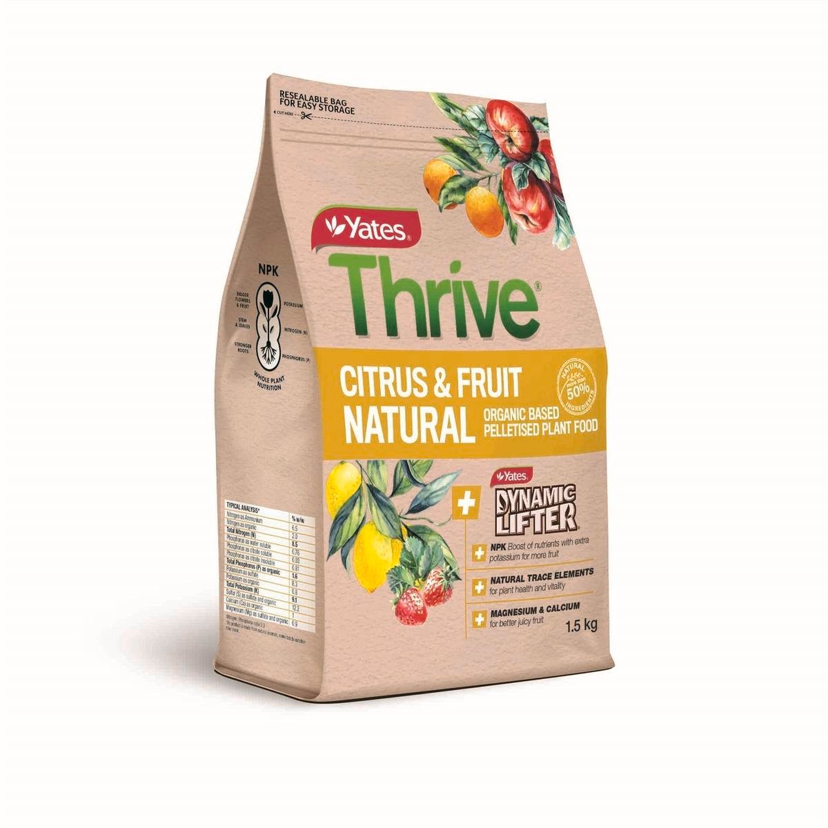 Yates Thrive Natural Citrus & Fruit Organic Based Pelletised Fertiliser 1.5kg