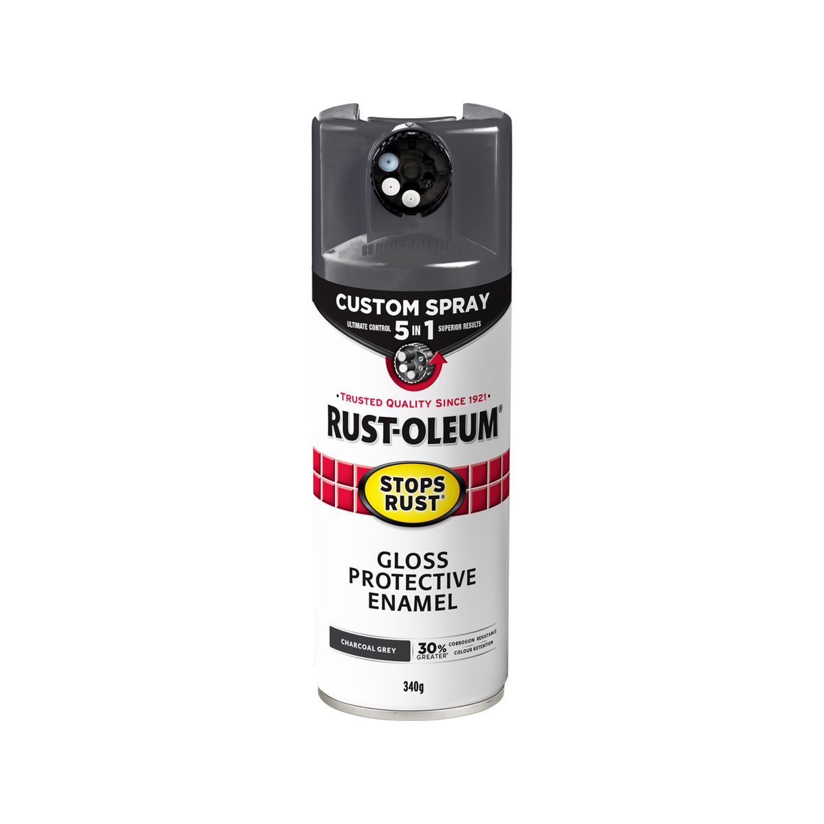 Rust-Oleum 340g Charcoal Grey Gloss Stops Rust Custom Spray 5 In 1 Spray Paint