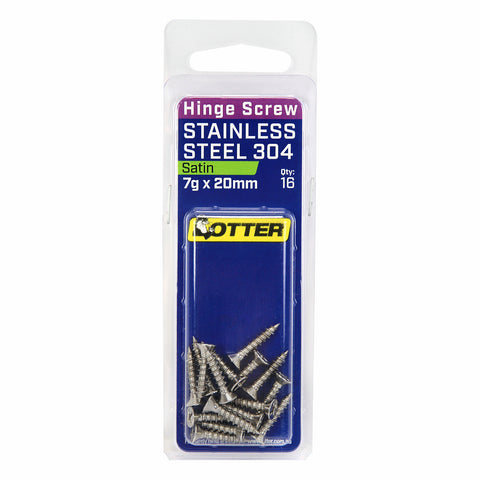 Otter 7 x 20mm Satin Stainless Steel 304 Hinge Screws - 16 Pack