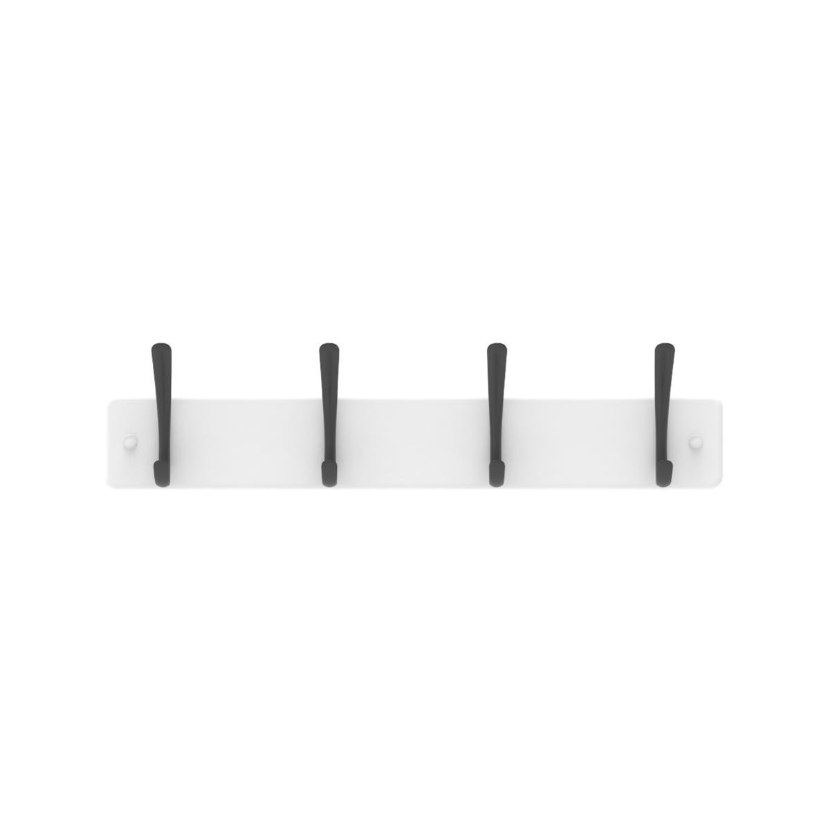 Mode 4 Black Hooks on White Board Hat & Coat Rack 450mm