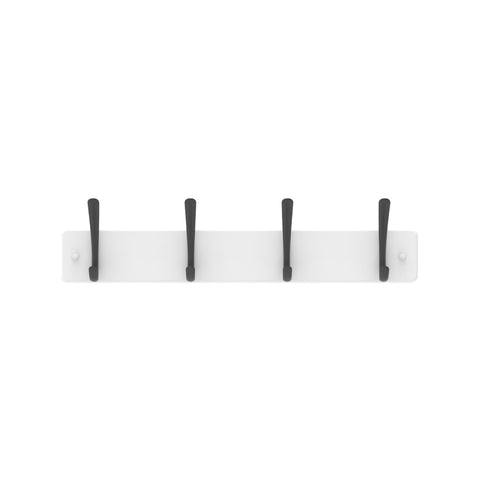 Mode 4 Black Hooks on White Board Hat & Coat Rack 450mm