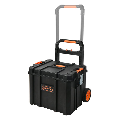 Tactix Modular Rolling Toolbox with Lift-Out Carry Tray, 562mm, Telescopic Handle, Black