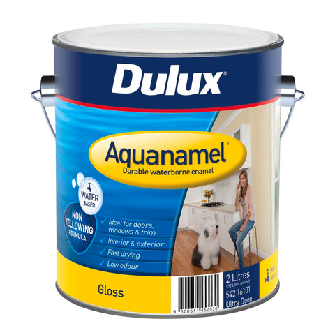 Dulux Aquanamel Gloss Enamel Paint 2L Ultra Deep Base Water-Based Acrylic