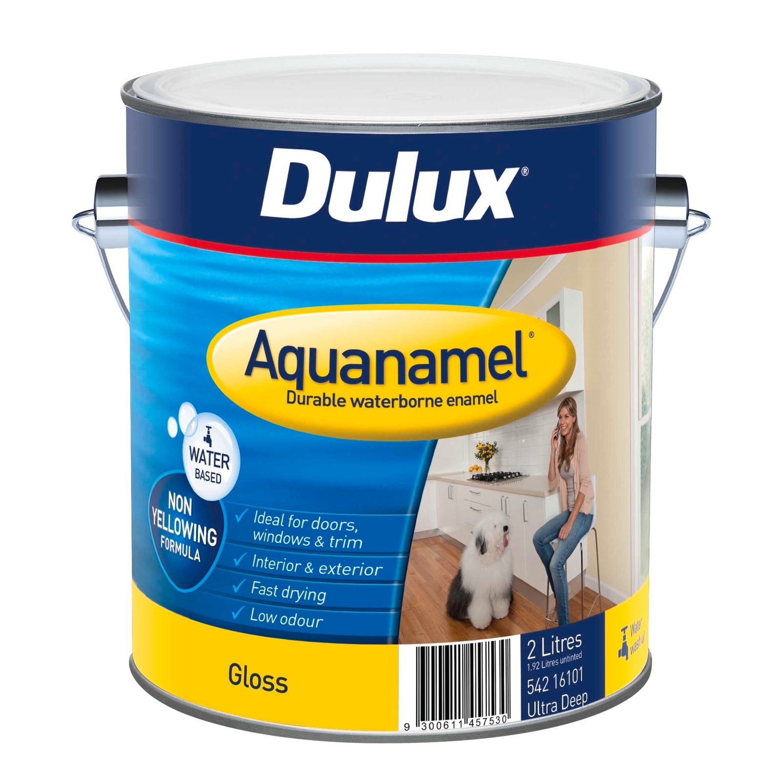 Dulux Aquanamel Gloss Enamel Paint 2L Ultra Deep Base Water-Based Acrylic