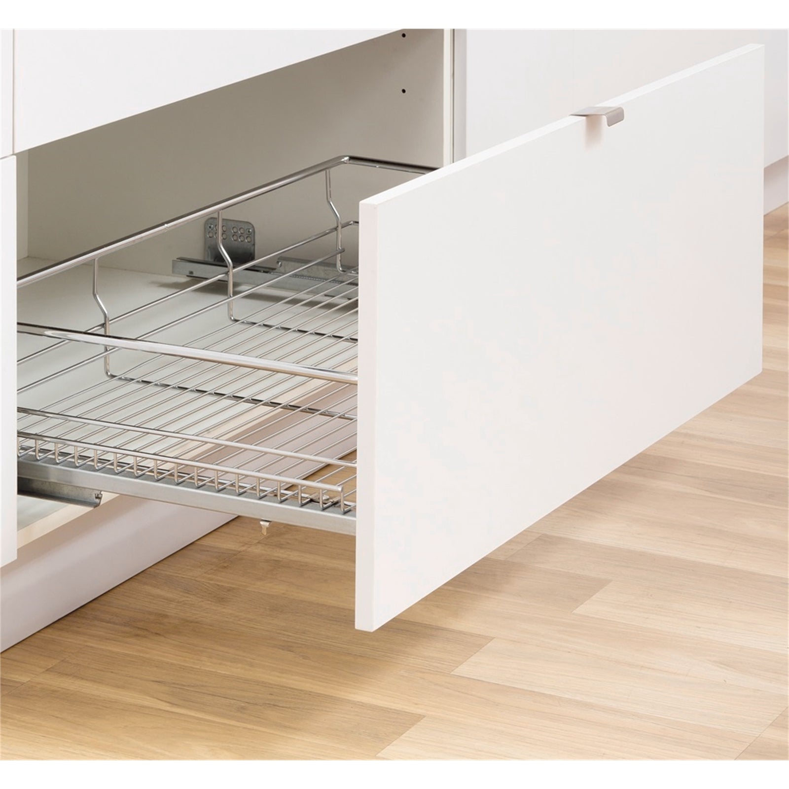 Kaboodle 900mm Soft Close Pullout Basket Iron Chrome Wire 30kg