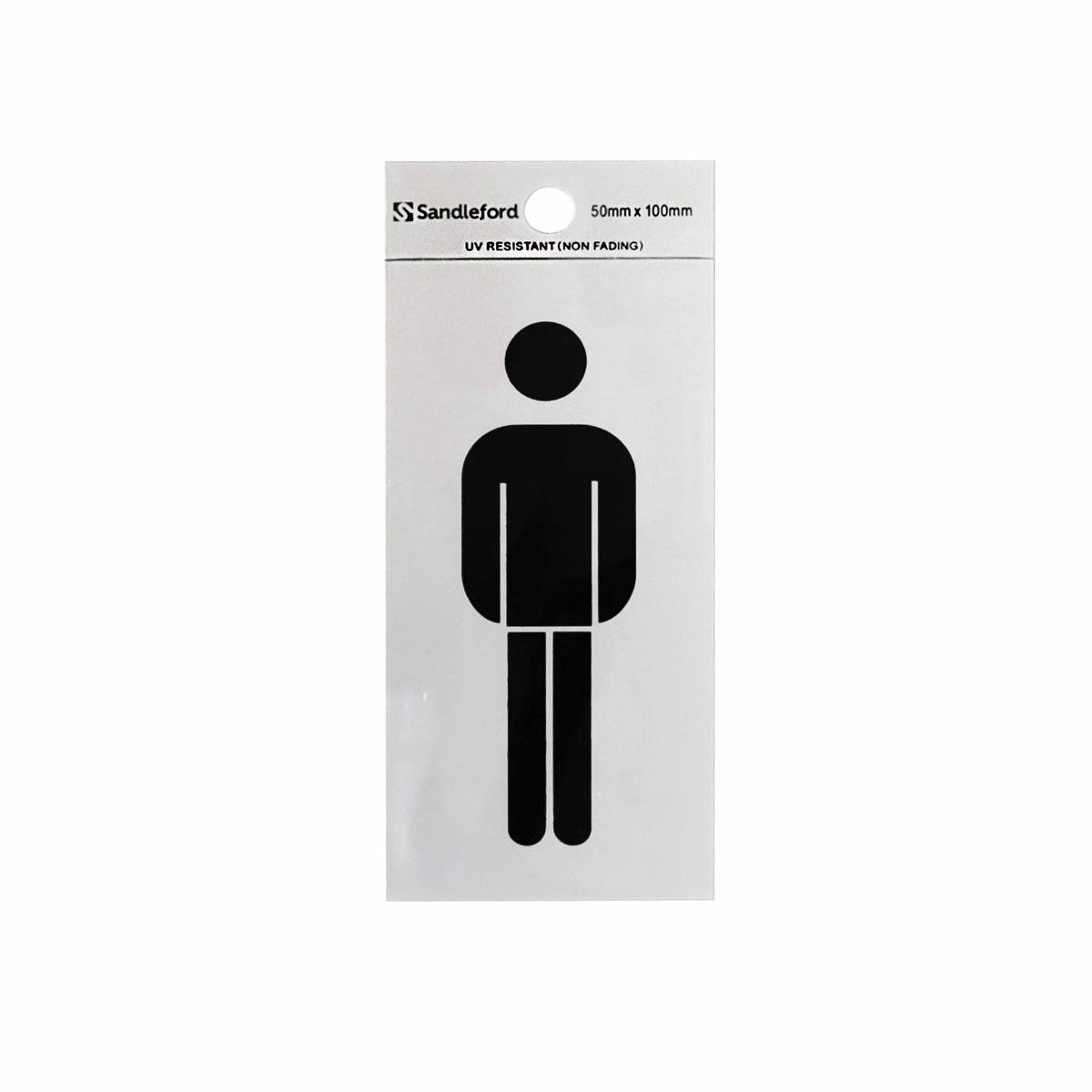 Sandleford 100 x 50mm Mens Symbol Silver Self Adhesive Sign