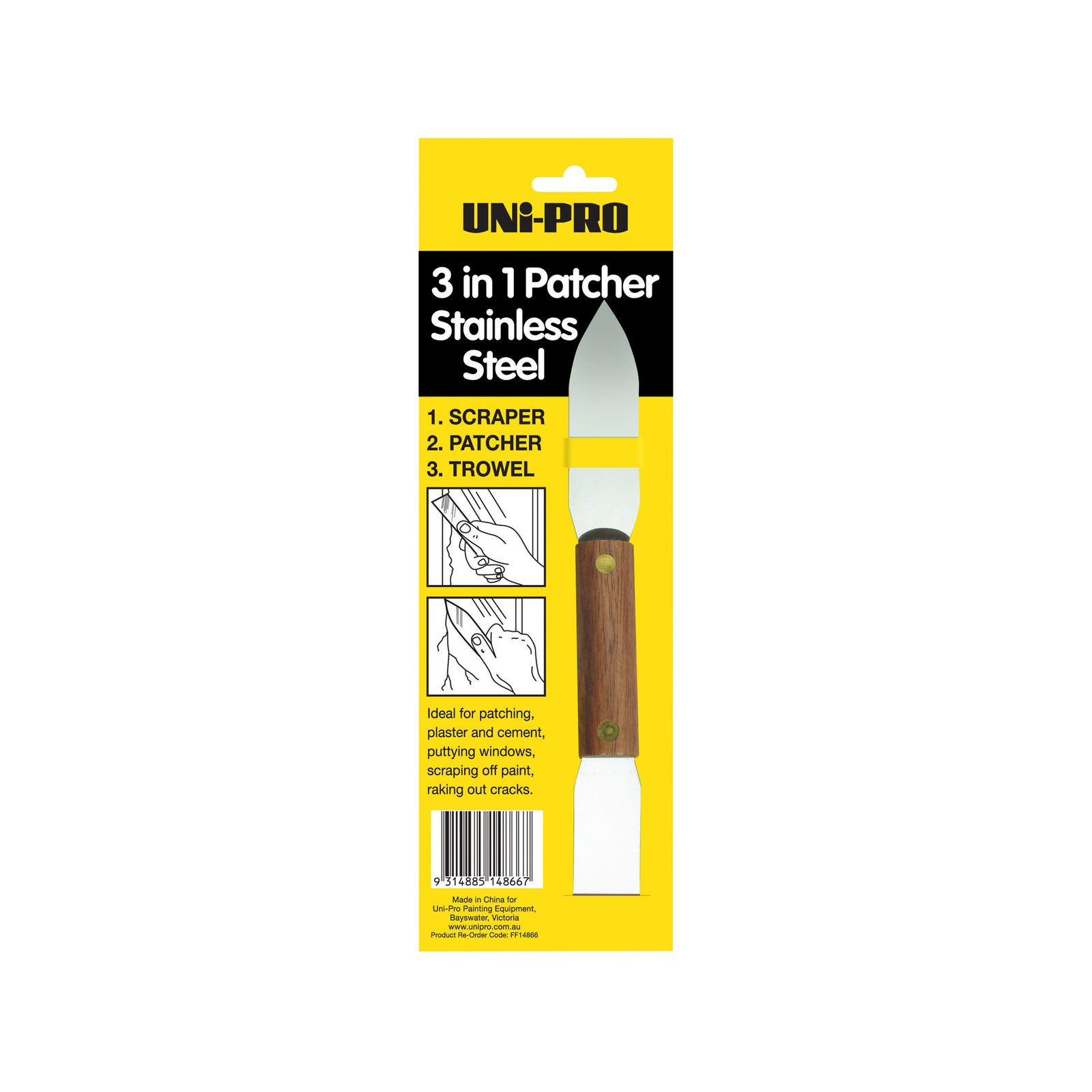 Uni-Pro 3 In 1 Patching Tool with Blade 90mm Waterproof Scraper and Patcher
