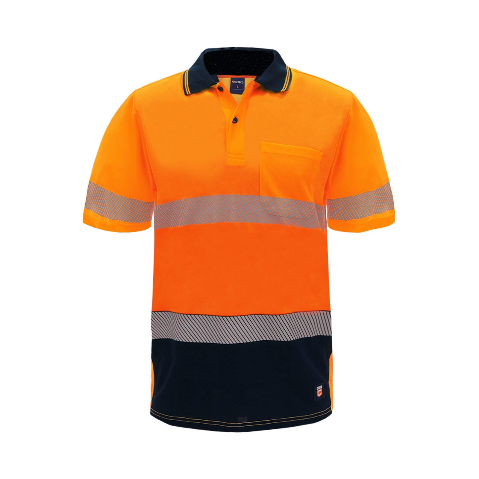 Citeco Men's Orange Hi Vis Short Sleeve Polo Reflective - X-Large