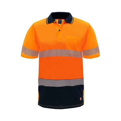 Citeco Men's Orange Hi Vis Short Sleeve Polo Reflective - X-Large