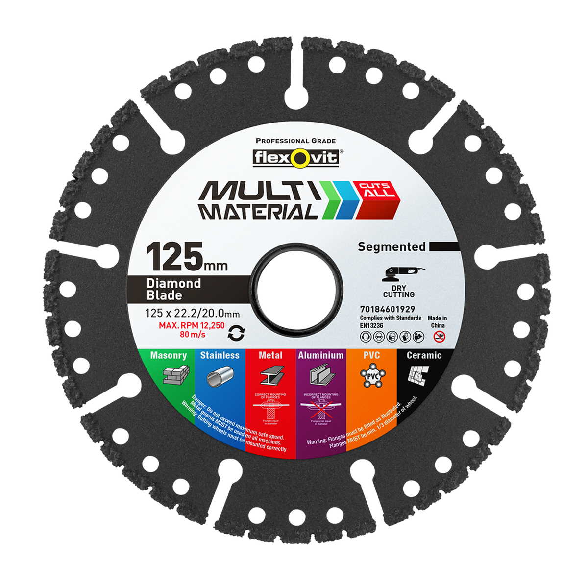 Flexovit 125mm Diamond Multi Blade for Angle Grinders - Multi Material Cutting
