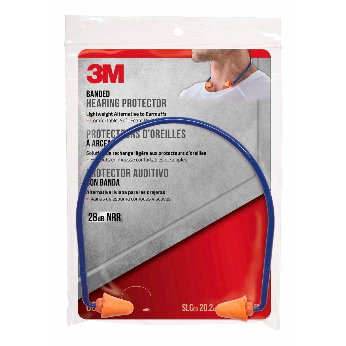 3M Banded Reusable Ear Plugs, 20.2dB, Soft Foam Tips, Non-Latex