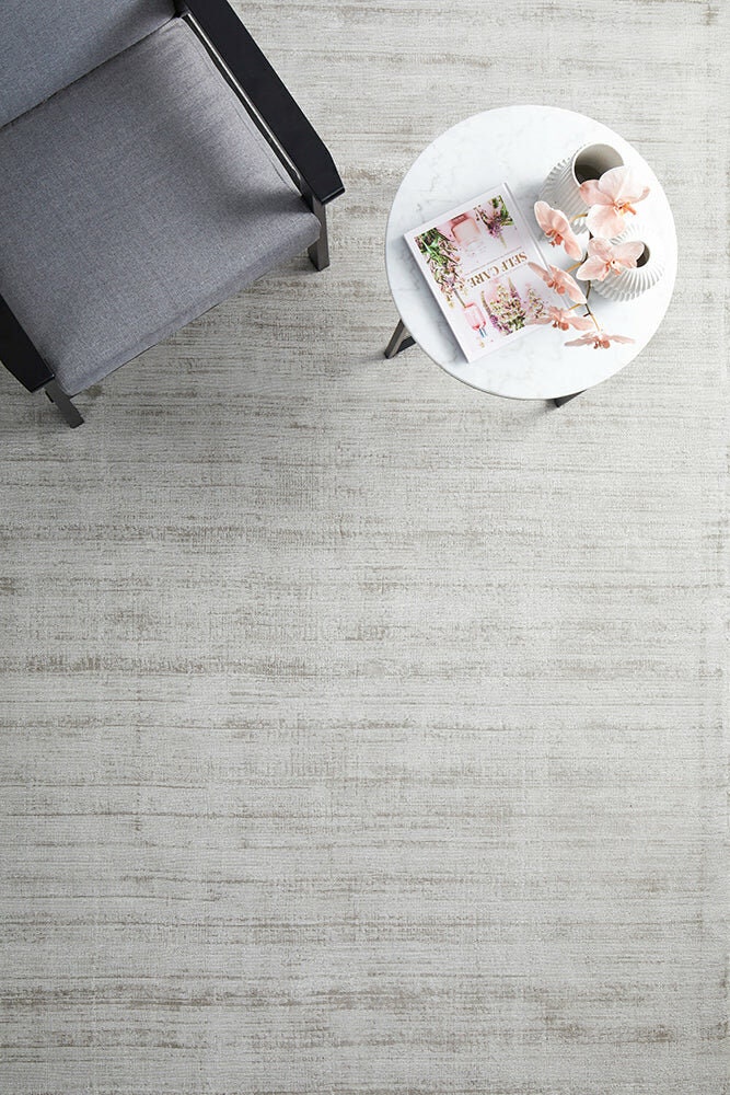 Rug Culture Bliss Medium Silver Viscose Rug 225x155cm - Hand Loomed - BLSSILV225X155