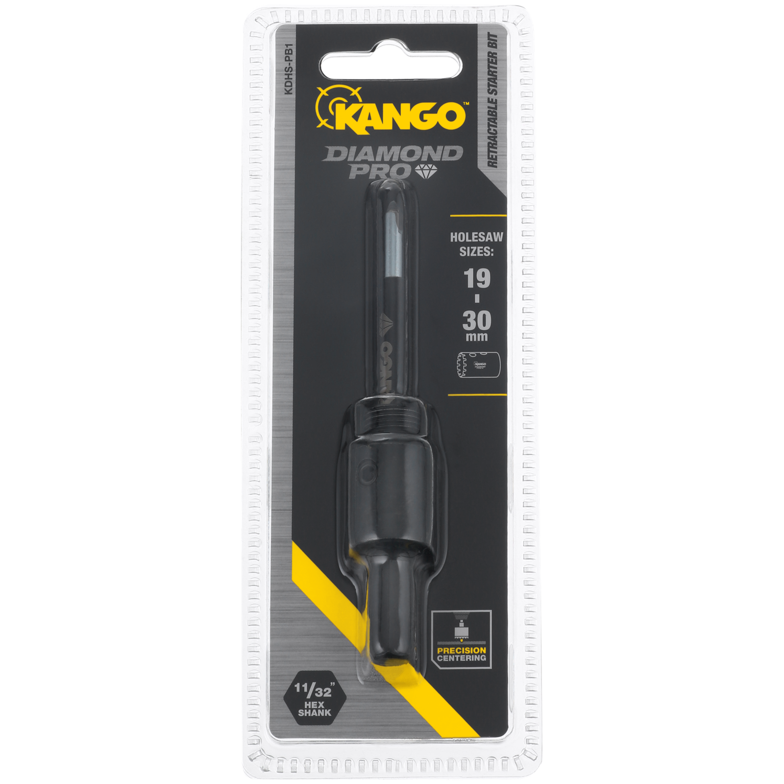 Kango 19-30mm Diamond Holesaw Arbor with Retractable Starter Bit Yellow