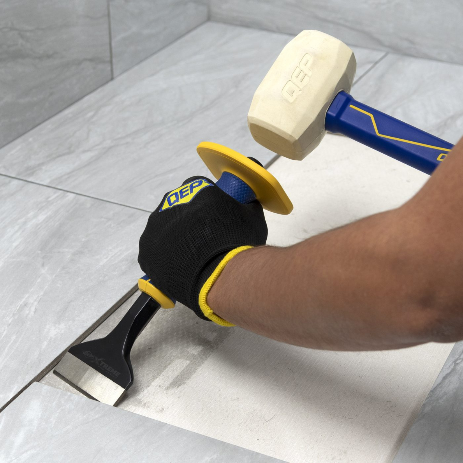 QEP Xtreme Heavy Duty Chisel, 75mm Wide Blade, Non-Slip Grip for Adhesive and Debris Removal