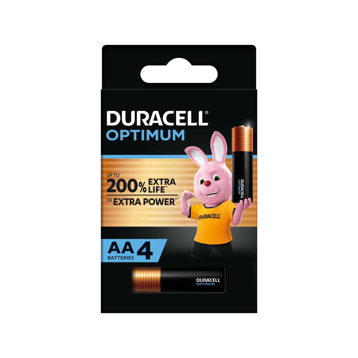 Duracell AA Optimum Batteries - 4 Pack - 1.5V - Alkaline - Copper/Black - High-Drain Performance - SuperSaverAU - view 1