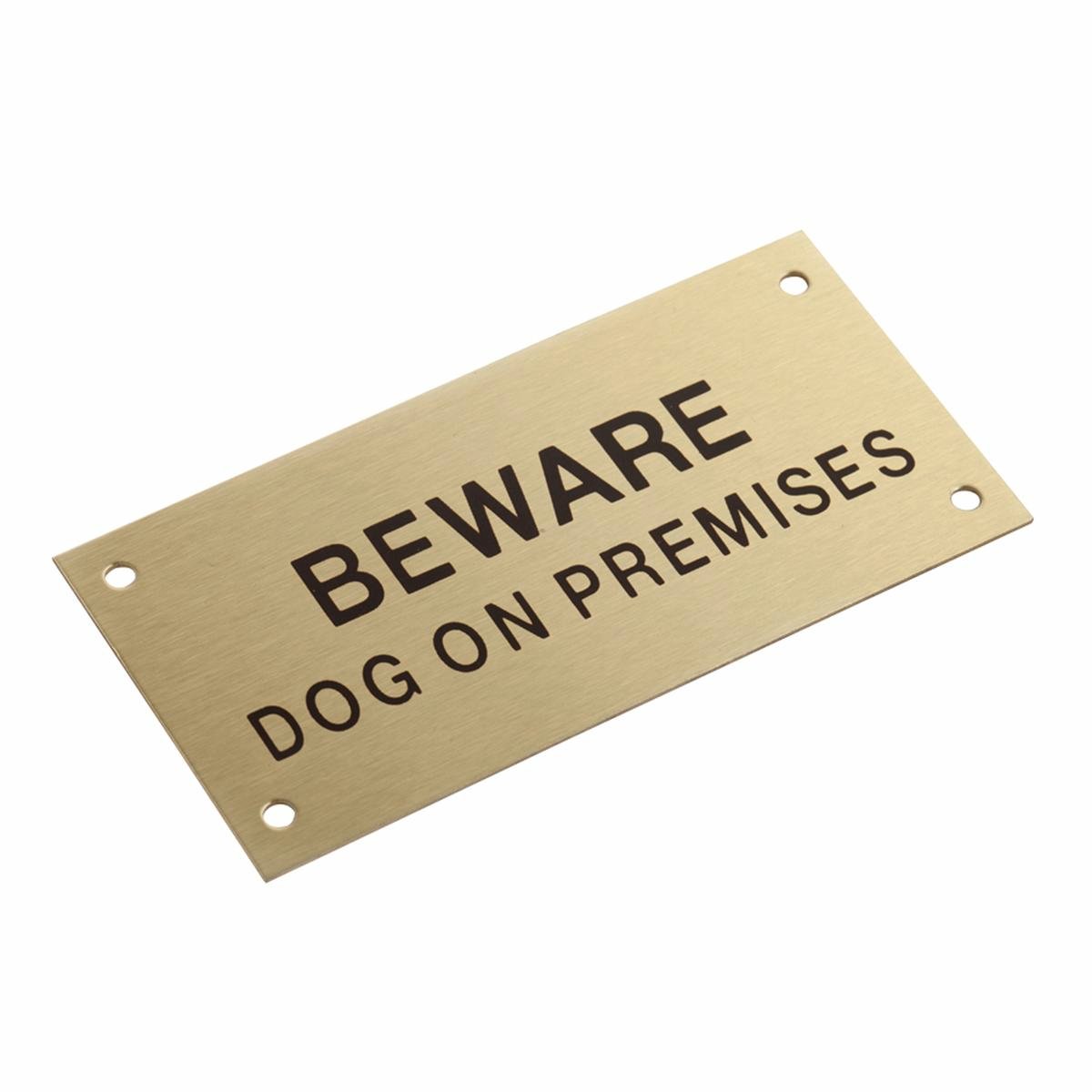 Sandleford Brass Beware Dog On Premises Sign 95 x 47mm - Weather Resistant