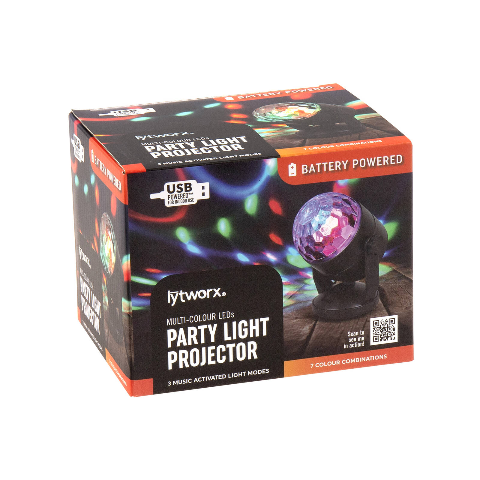 Lytworx Rechargeable Multicolour RGB Party Light Projector with Remote 70743
