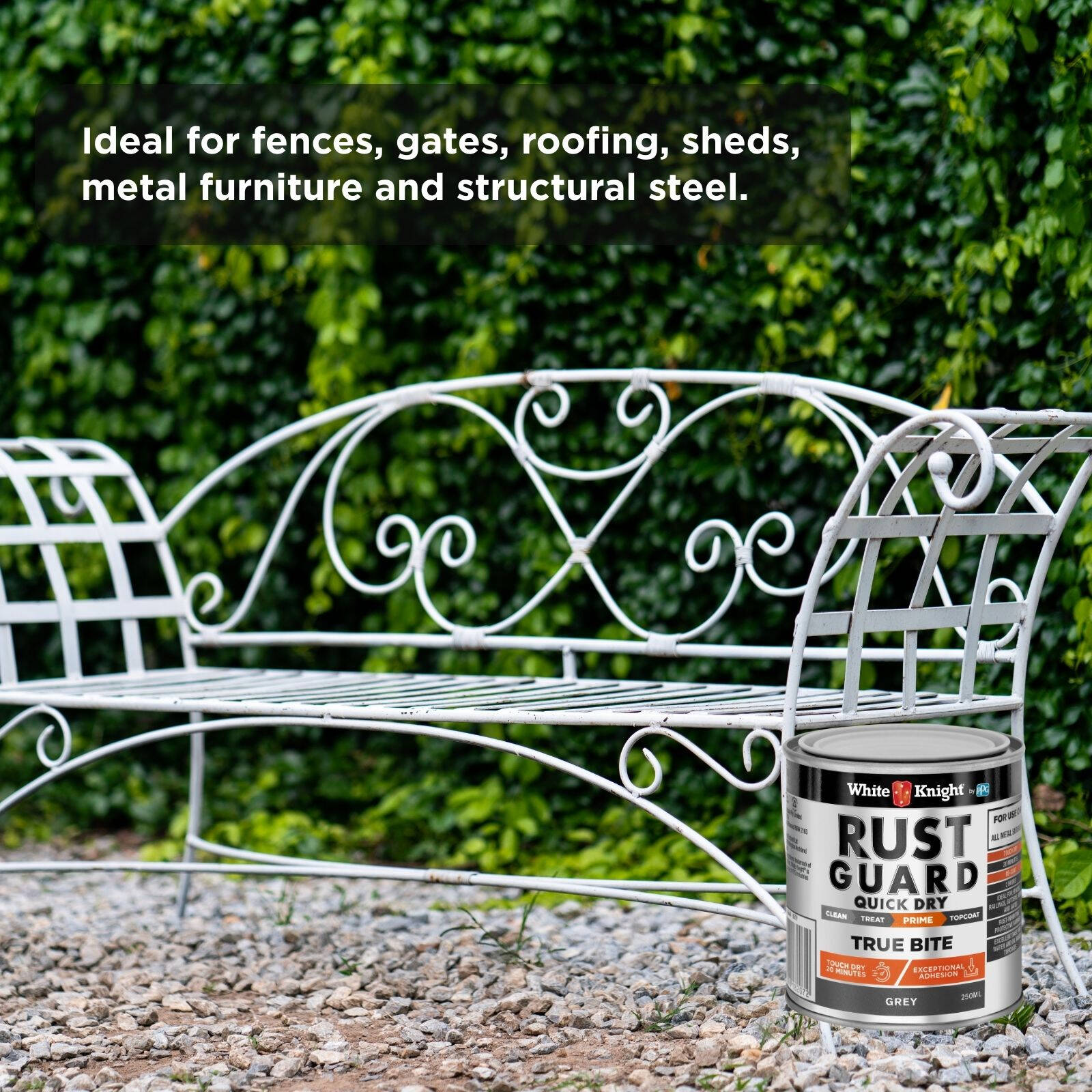 White Knight Rust Guard 250ml Grey Quick Dry True Bite Water-Based Primer Paint for Metal